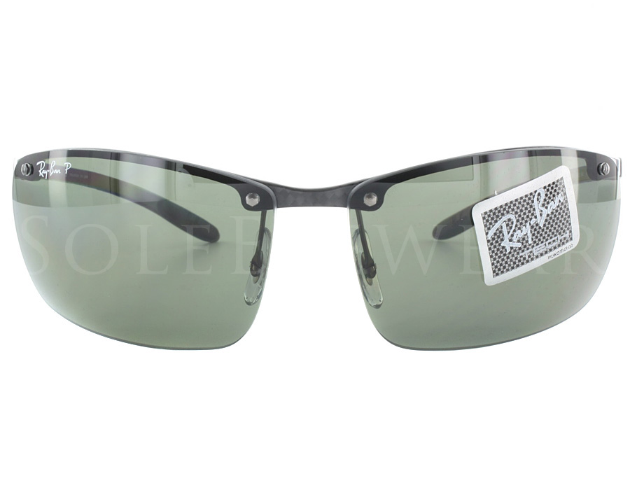 NEW Rayban 8306 082/9A 64 Carbon / Grey Green Polarized Tech Ray Ban 