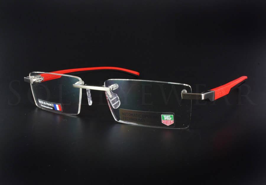 New Tag Heuer 0843 005 53mm Red and Black Eyeglasses  